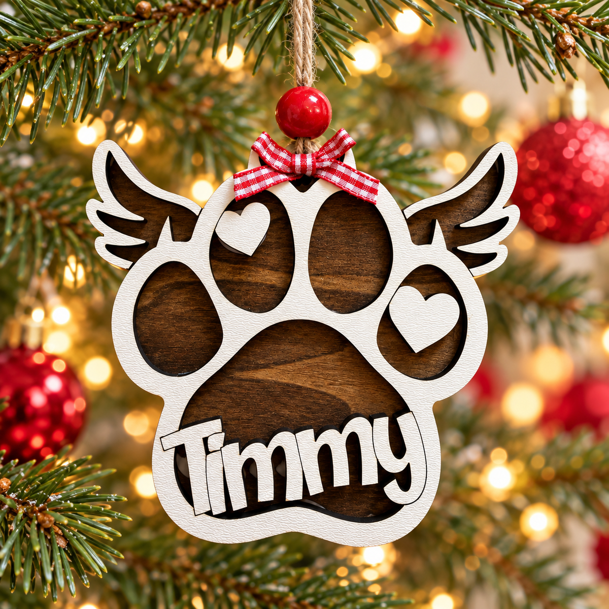 Personalized Cat Memorial Ornament – Angel Wings & Paw