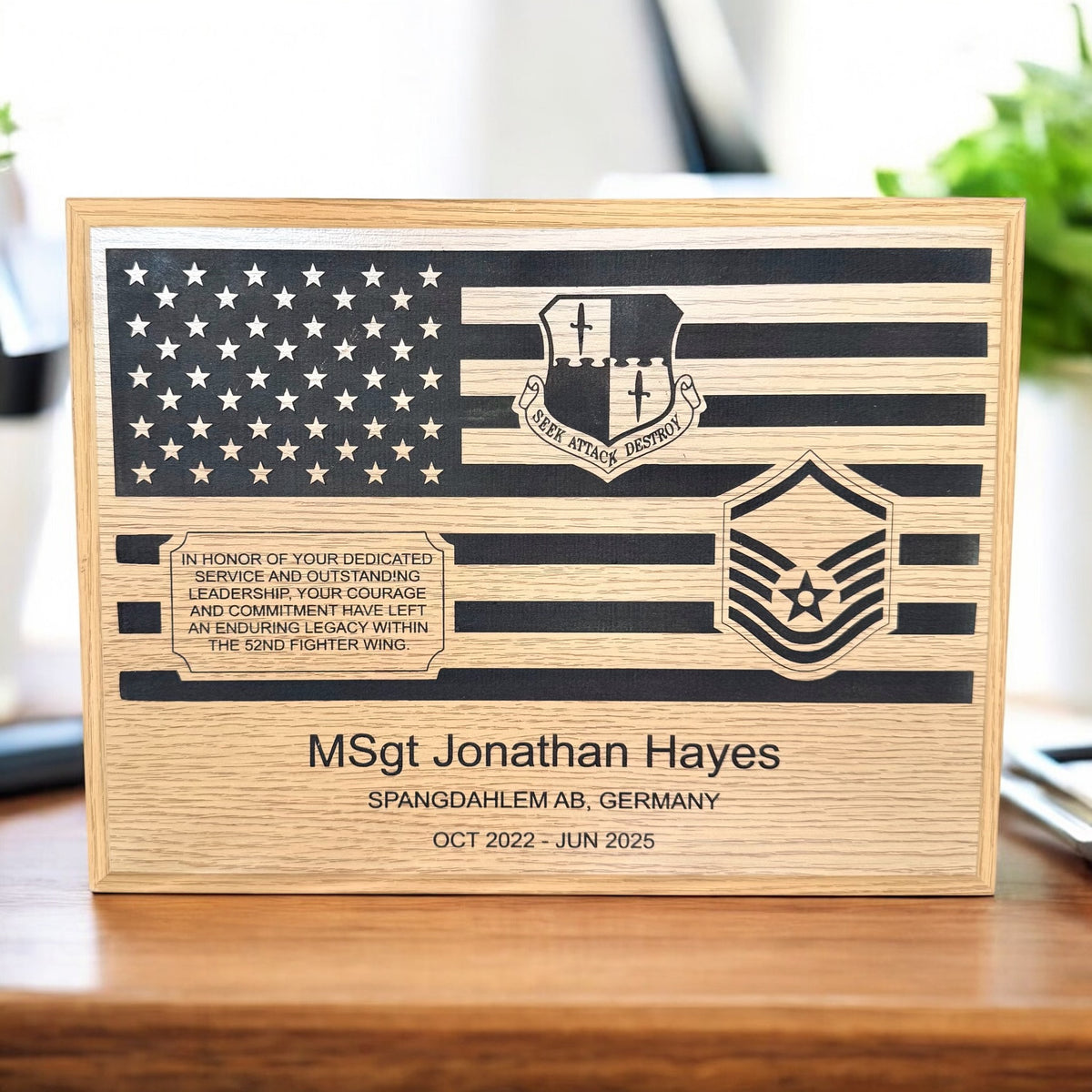 Custom Engraved Wood Award – Personalized Recognition Trophy