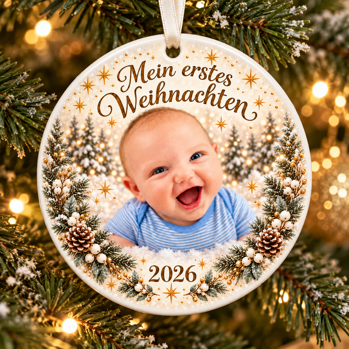 Baby’s First Christmas – Personalized Photo Ceramic Ornament