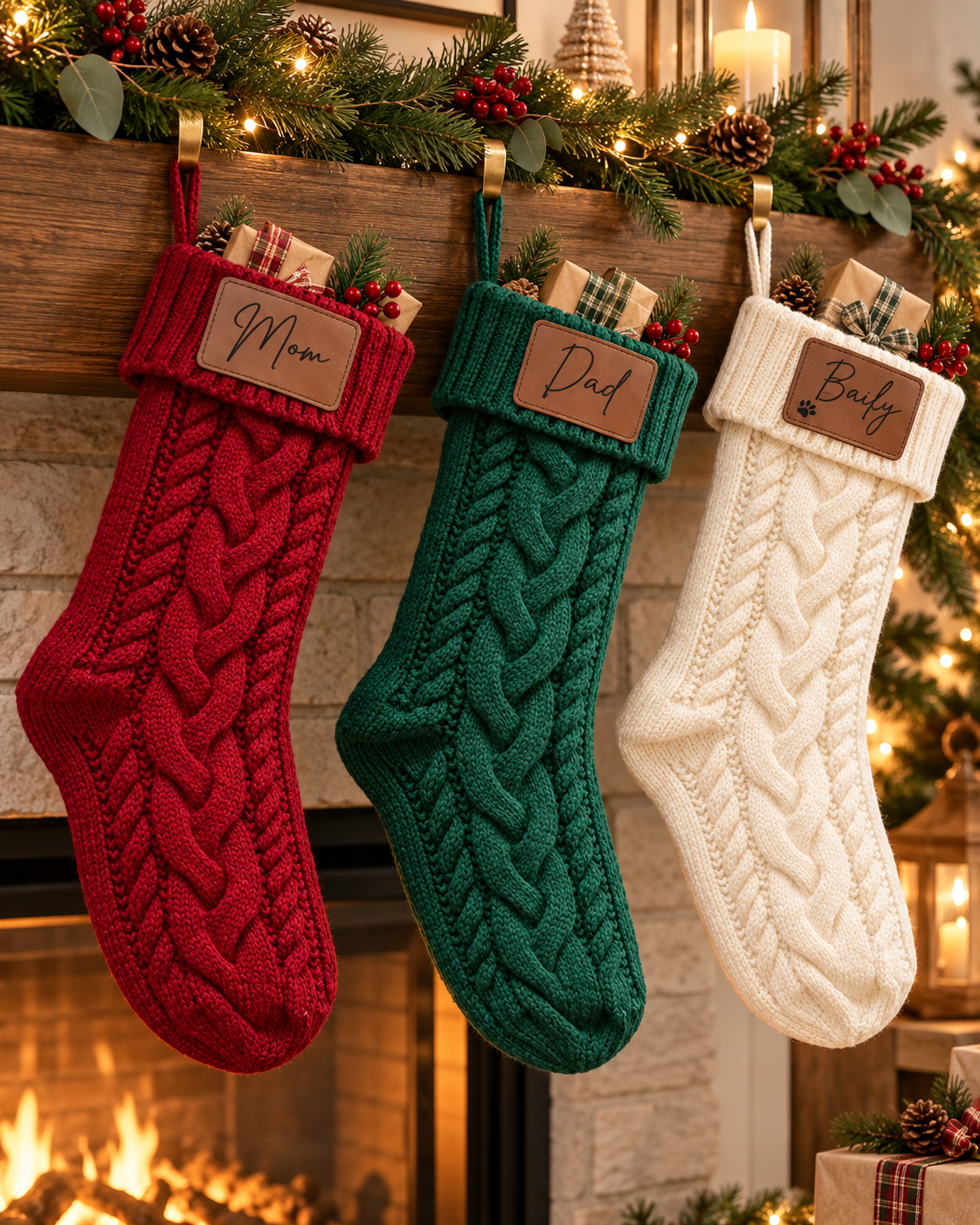 Personalized Cable Knit Christmas Stocking β 18 Inch