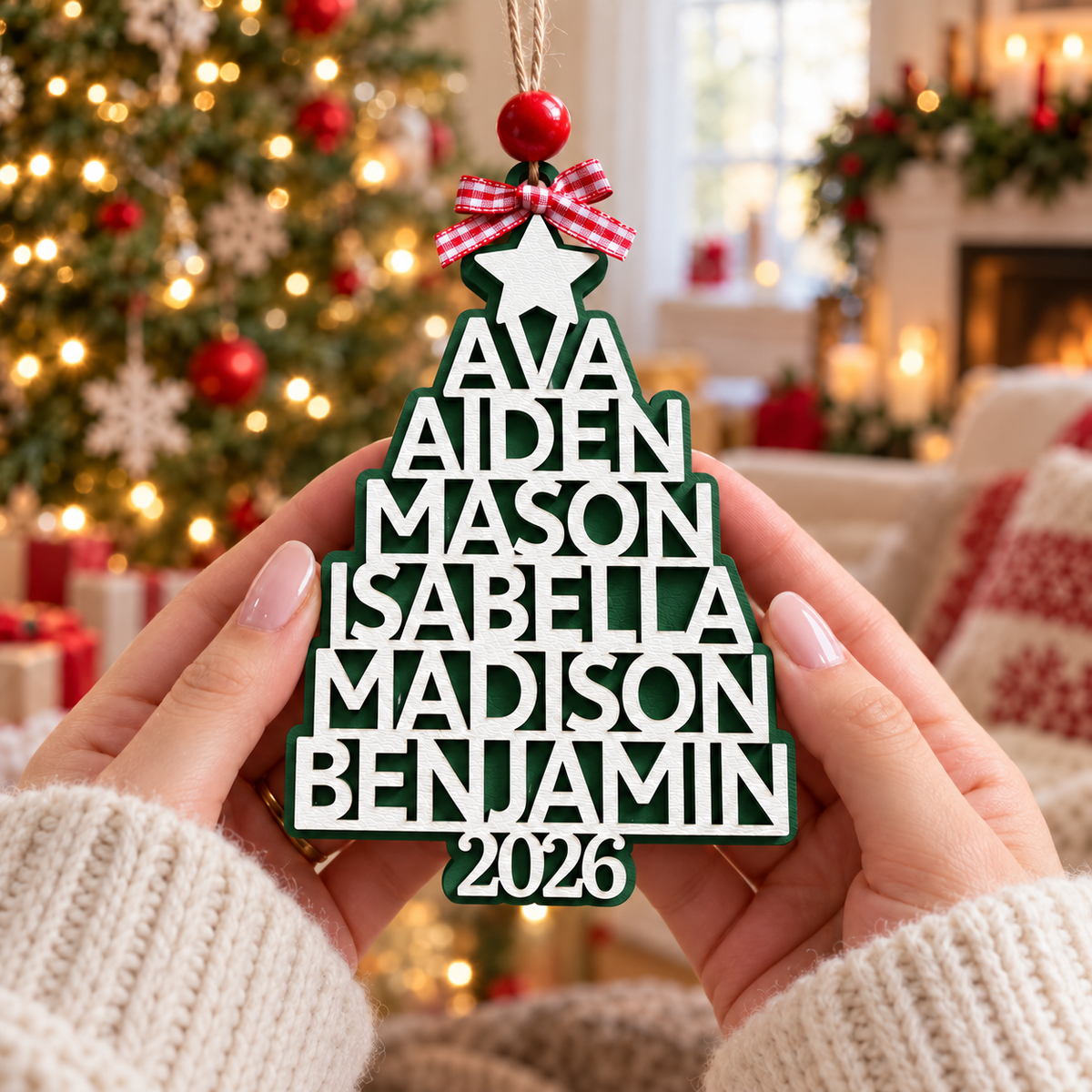 Personalized Family Name Christmas Tree Ornament