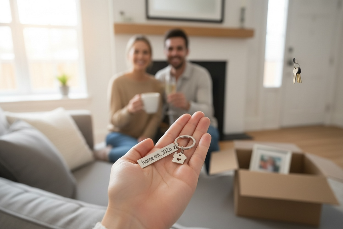 Personalized House Keychain – Custom Engraved – Housewarming Gift