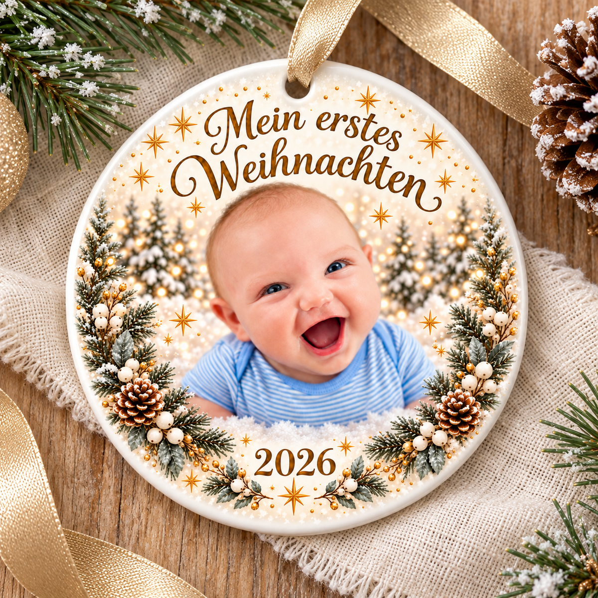 Baby’s First Christmas – Personalized Photo Ceramic Ornament