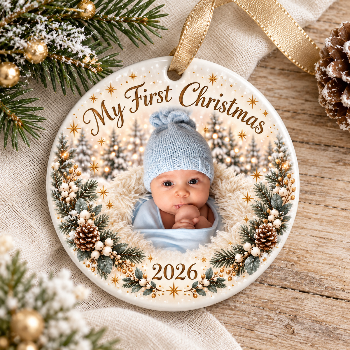 Baby’s First Christmas – Personalized Photo Ceramic Ornament