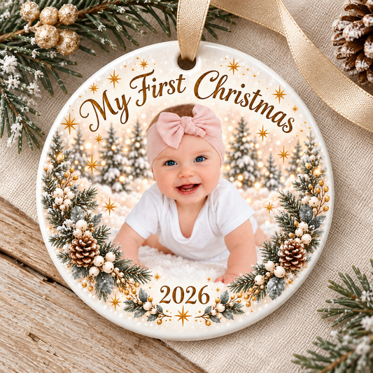 Baby’s First Christmas – Personalized Photo Ceramic Ornament