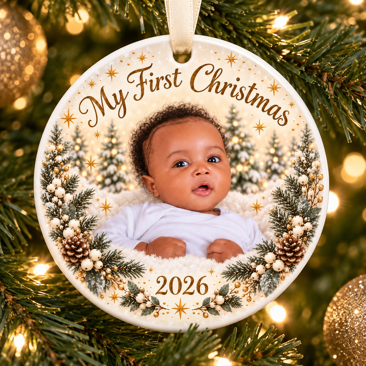 Baby’s First Christmas – Personalized Photo Ceramic Ornament