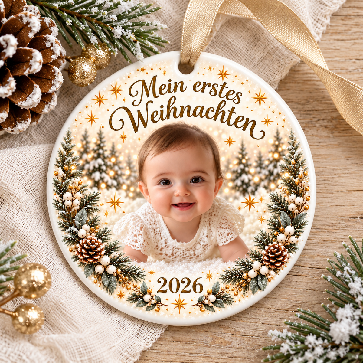 Baby’s First Christmas – Personalized Photo Ceramic Ornament