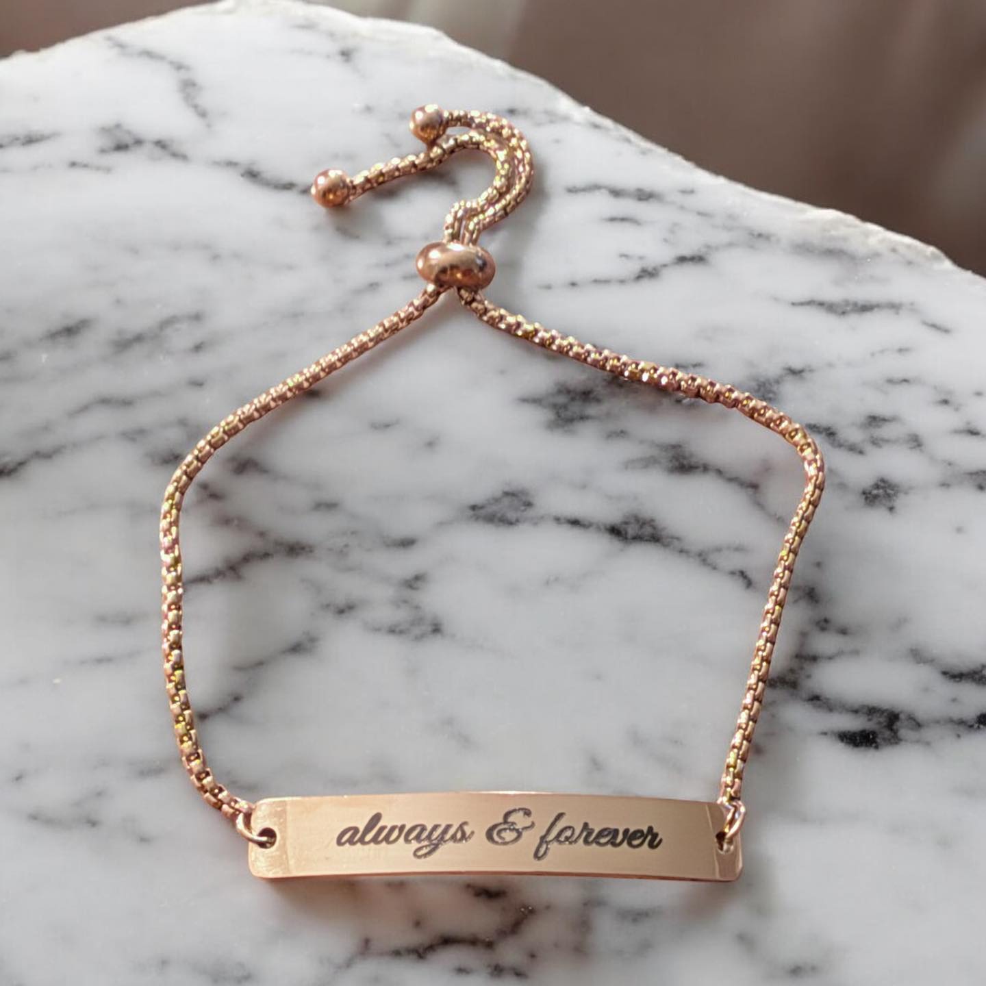 Personalized Engraved Bracelet – Adjustable – Custom Gift for Women
