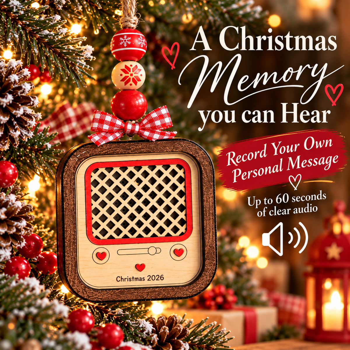 Recordable Voice Christmas Ornament – Personalized Message Keepsake
