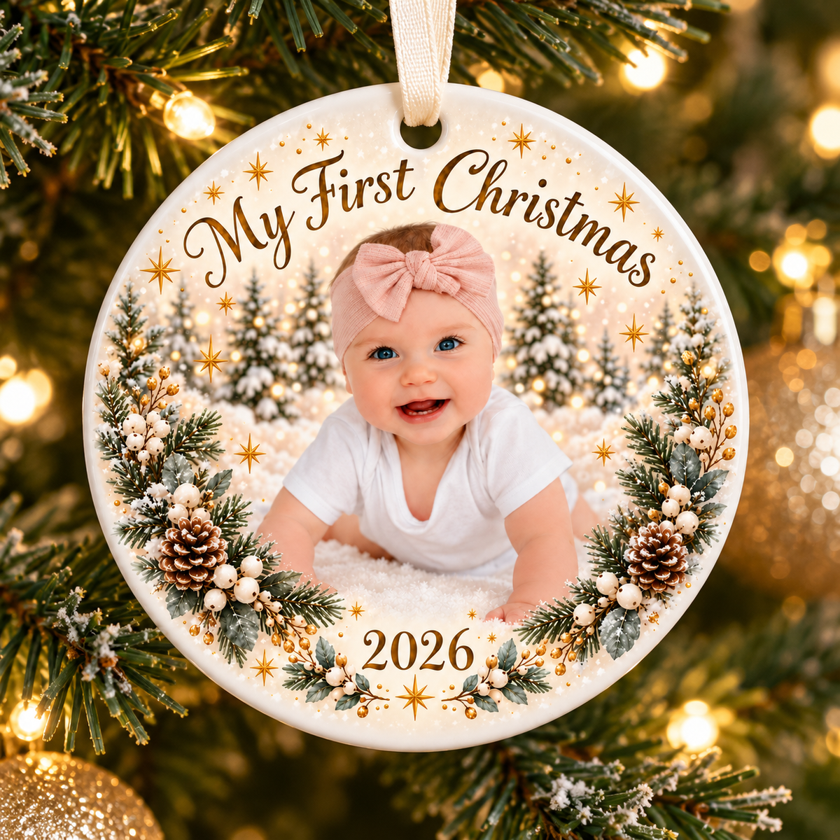 Baby’s First Christmas – Personalized Photo Ceramic Ornament