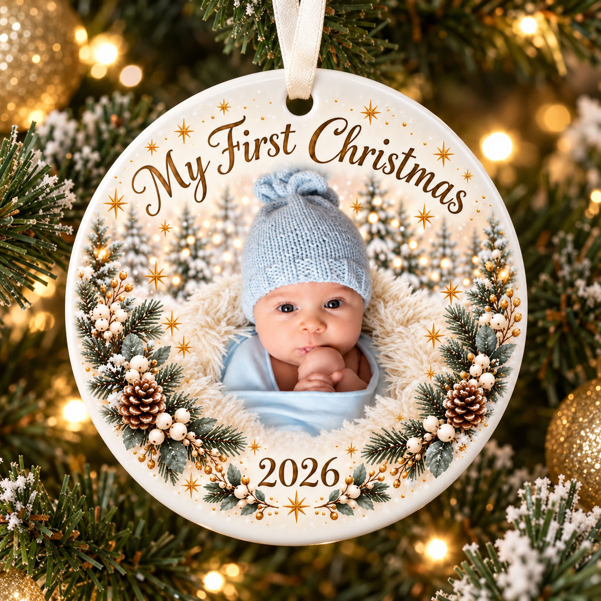 Baby’s First Christmas – Personalized Photo Ceramic Ornament