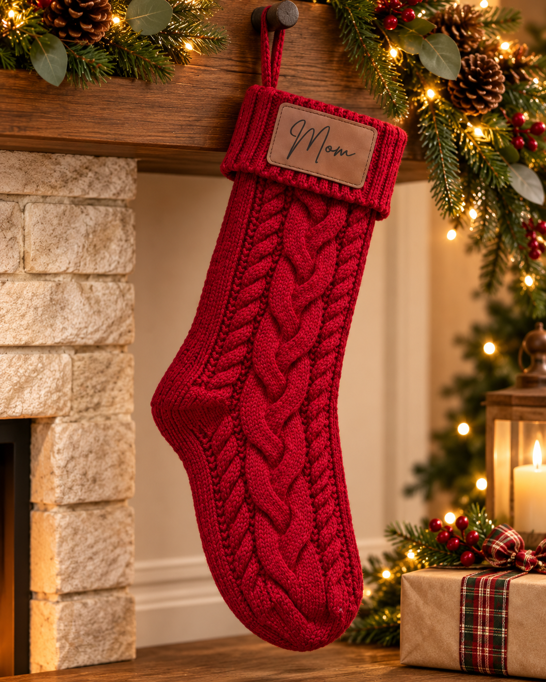 Personalized Cable Knit Christmas Stocking – 18 Inch