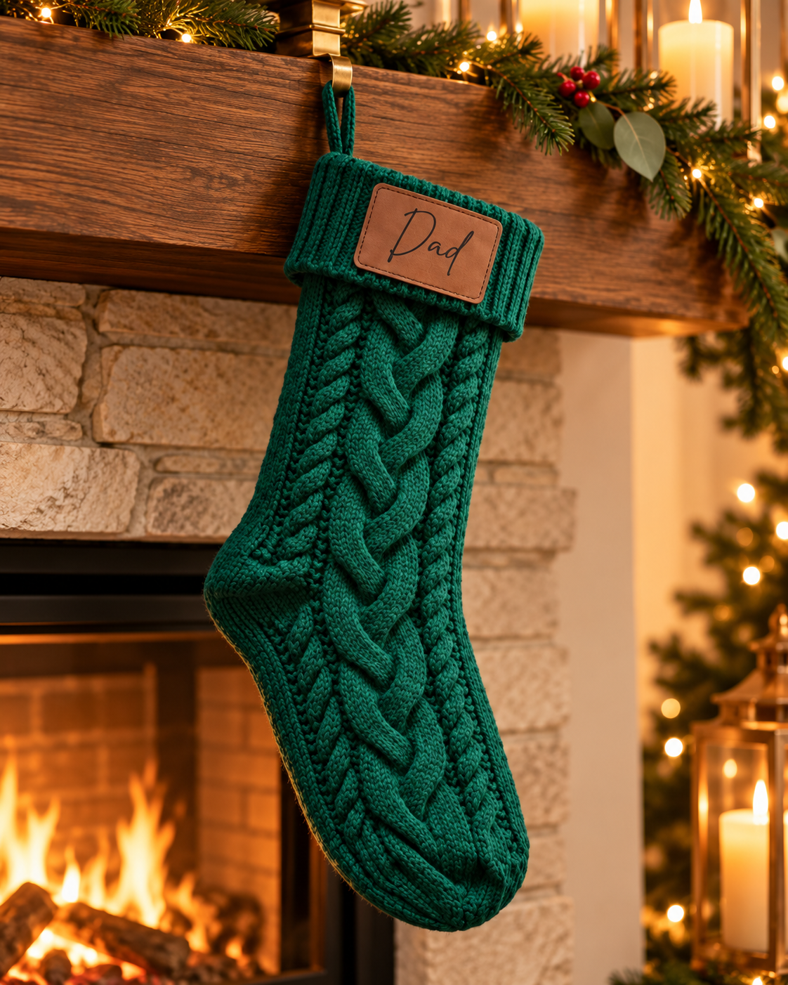 Personalized Cable Knit Christmas Stocking – 18 Inch