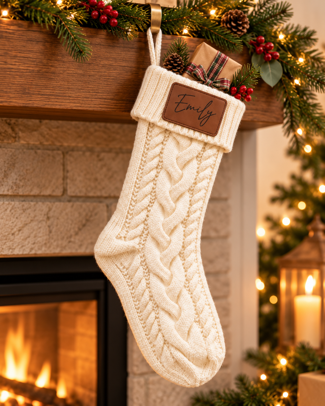 Personalized Cable Knit Christmas Stocking – 18 Inch