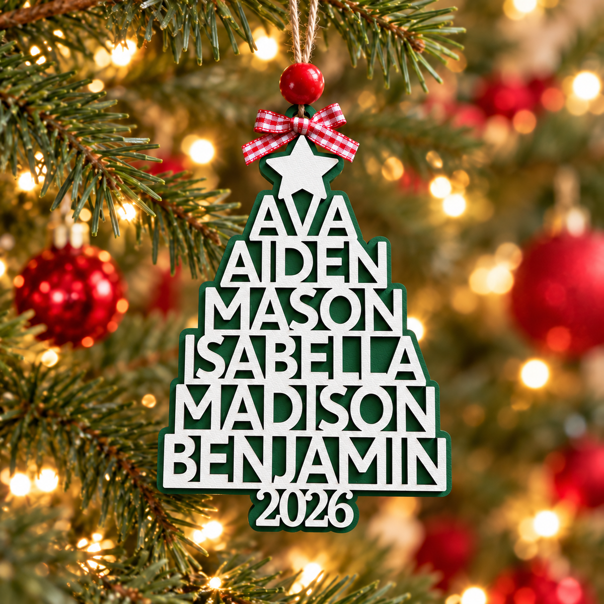 Personalized Family Name Christmas Tree Ornament