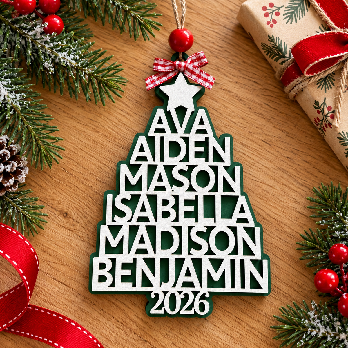 Personalized Family Name Christmas Tree Ornament