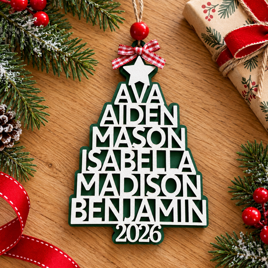 Personalized Family Name Christmas Tree Ornament