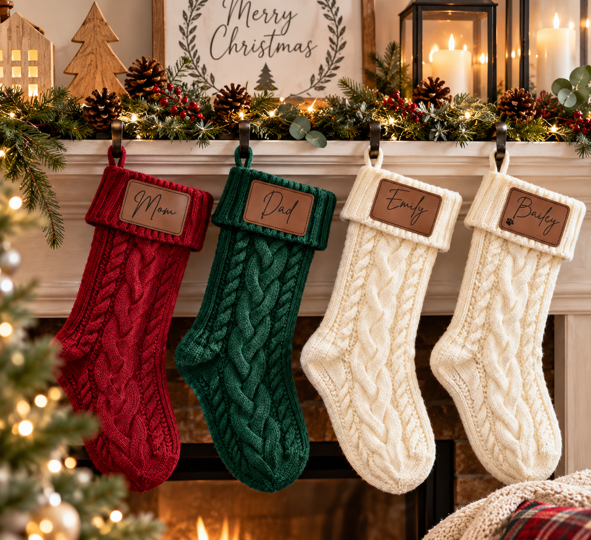 Personalized Cable Knit Christmas Stocking – 18 Inch