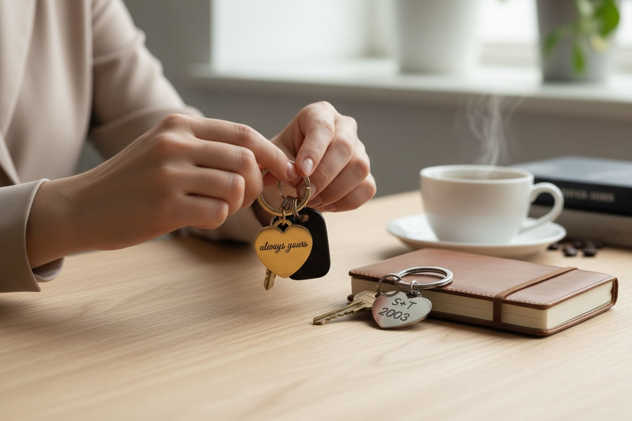 Personalized Heart Keychain – Custom Engraved – Gift for Her
