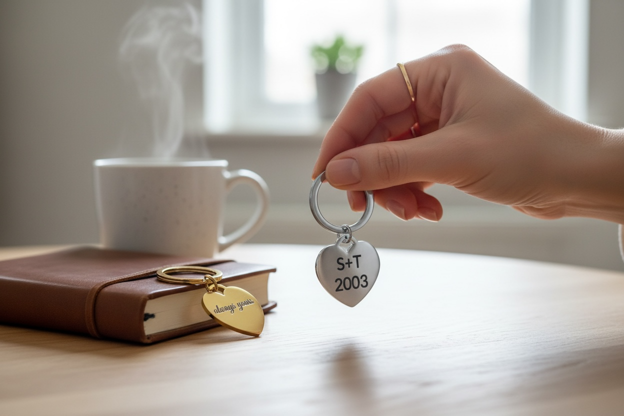 Personalized Heart Keychain – Custom Engraved – Gift for Her