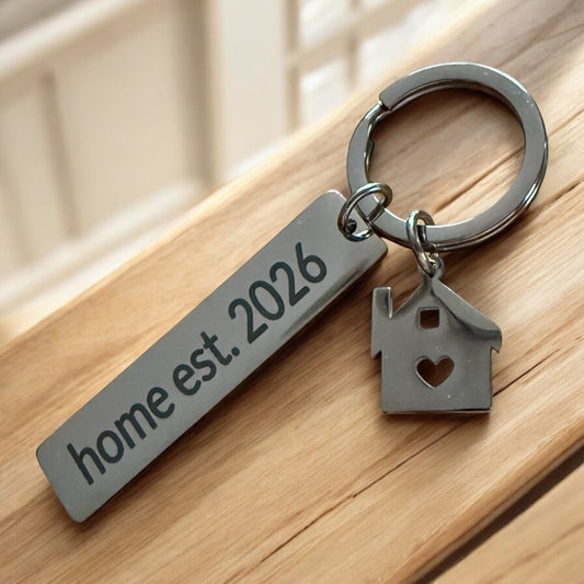 Personalized House Keychain – Custom Engraved – Housewarming Gift