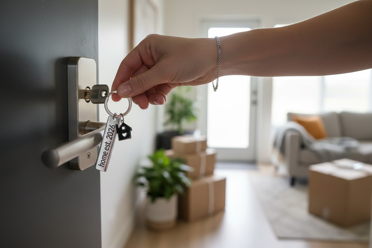 Personalized House Keychain – Custom Engraved – Housewarming Gift
