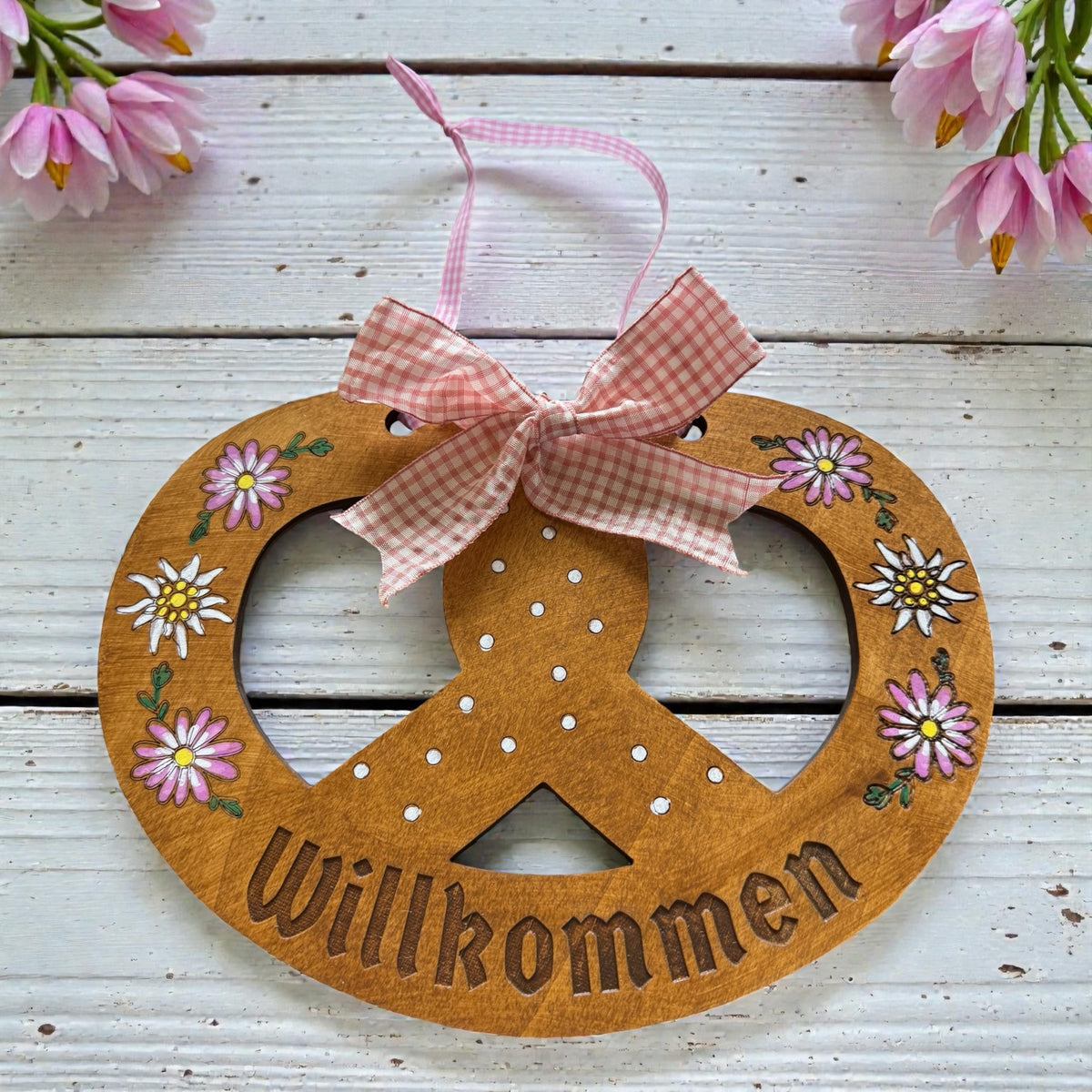 Personalized Pretzel Welcome Sign – German Home Decor – 29 cm Wood Sign