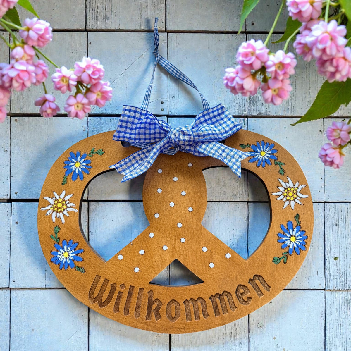 Personalized Pretzel Welcome Sign – German Home Decor – 29 cm Wood Sign