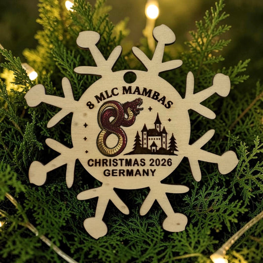 Custom Engraved Snowflake Ornament – Personalized Wood – Premium