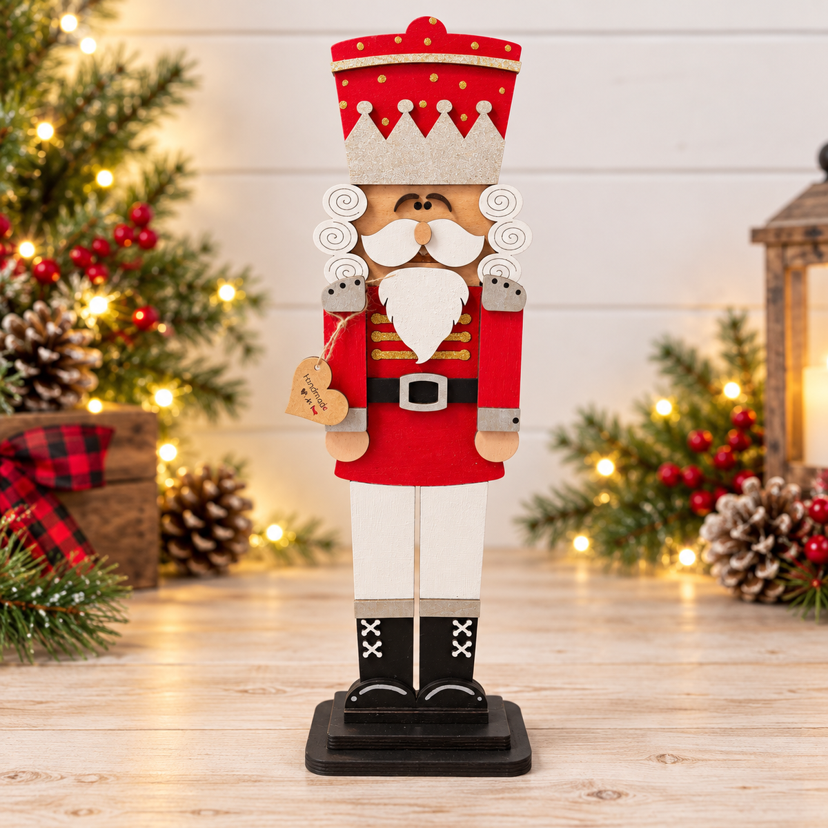 Handmade wooden Christmas nutcracker 41 cm front view